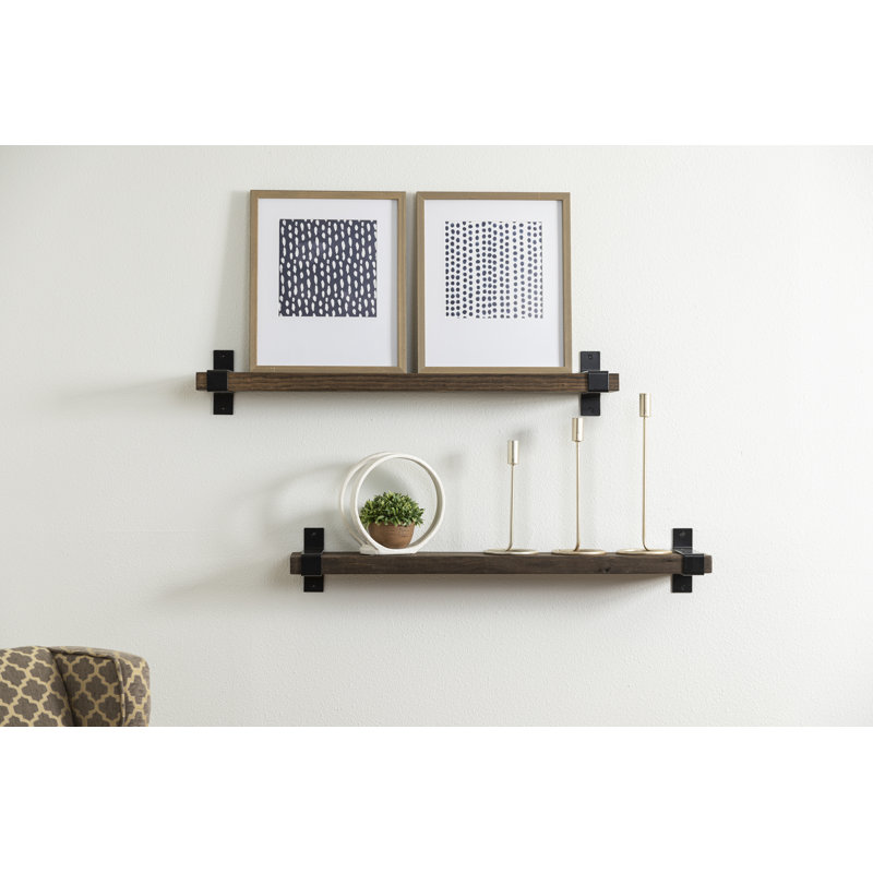 Mistana™ Abasi 2 Piece Pine Solid Wood Bracket Wall Shelf & Reviews